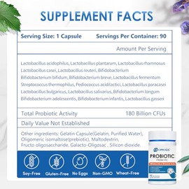 OMOGS Probiotics 180 Billion CFUs 18 Strains, 3 Prebiotics, Helps Digestive, Gut Health, Immune, Supports Occasional Constipation, Diarrhea & Gas - fo