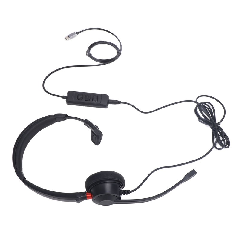 Telephone Headset Noise Canceling Single Ear Comfortable USB C to