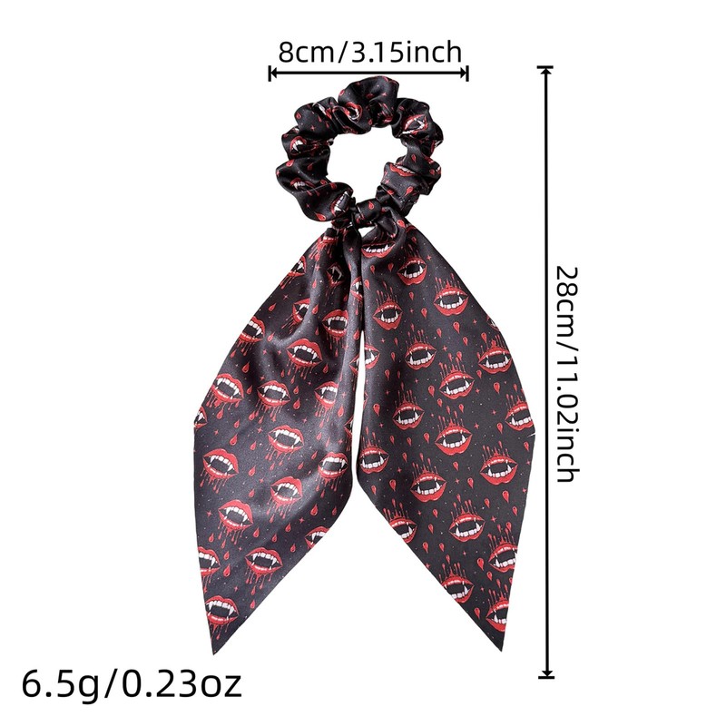 Halloween Hair Ties Elastics Hair Scrunchies 3Pcs Long Tail Bow