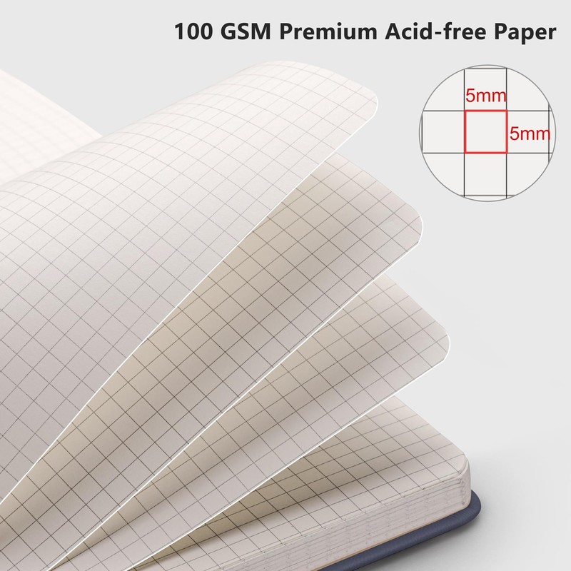 RETTACY Graph Paper Notebook, 2-Pack, A5 Grid Notebook Journal with