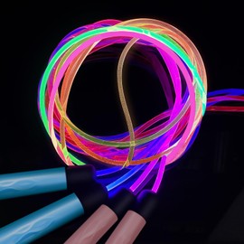 2 Pack Glowing Skipping Rope, Jump Rope - Adjustable Led Luminous Jumping Rope for Girls Boys, Skip Ropes for Adults Fitness Exercise & Night Party & Workout School Game & Outdoor Activity