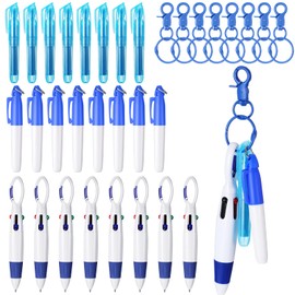 Geyoga 36 Pcs Mini Highlighter Set - Includes 9 Blue Highlighters, 9 Markers, 9 Retractable Ballpoint Pens, and 9 Nursing Badges for Gift Giving