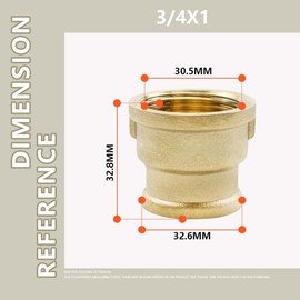 Bwintech 2 Pcs 3/4" Female to 1" Female BSP Thread Brass Reducing Coupling Connector for Pipe Connecting Conversion