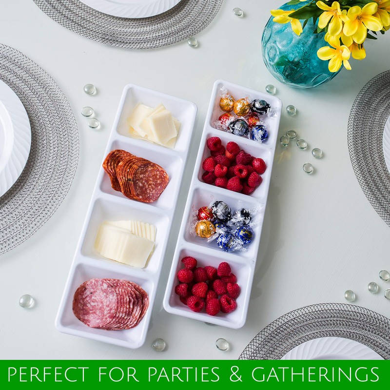 Plasticpro 4 Sectional Rectangle Plastic Disposable Serving Tray/Platter 5 X