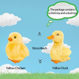 lilizzhoumax Chicken and duck Plush Toy 2pcs 4 inch Cute Cuddly Little Realistic Collection Stuffed Animals Super Soft Home Decoration Perfect Playtime Companions Gift for Kids Boys Girls - Yellow