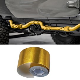 2"×16.4 Feet (5M) Adhesive Backed Heat Shield Reflective Tape Wrap Roll, Gold High-Temperature Heat Barrier Tape Roll Compatible with Car Intake Pipe, Engine Bay (16.4 Feet)