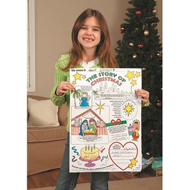 The Story of Christmas Color Your Own Poster Arts and Craft Activity for Kids, DIY for Sunday School, Classrooms, Pack of 50