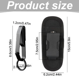 Torch Holder, Torch Pouch, Tactical Belt Pouch, Flashlight Holster, Open-End Stretchable Rotatable Clip 360 Degree Holder, Security Accessories, for Cycling, Camping, Police and Military Safety, Black