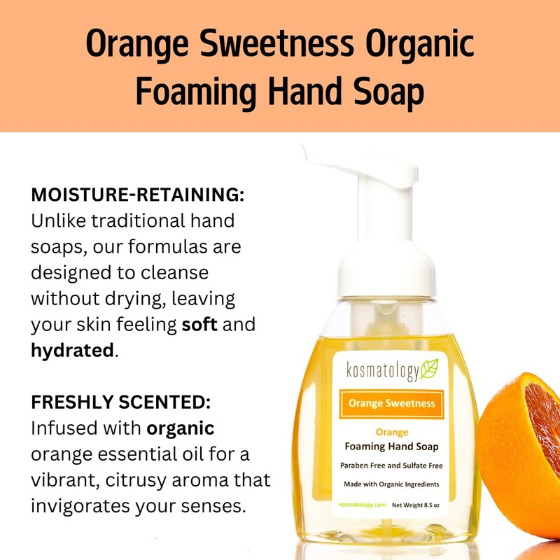 kosmatology Orange Sweetness Organic Foaming Hand Soap | Moisturizing Hand