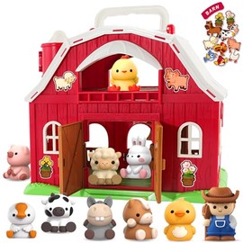 SpringFlower Juguetes para Niños Pequeños de 1 2 3 Años de Edad Niños y Niñas, Juguete de Granero Grande con Animales de Granja, Juguetes Educativos Montessori, Juguete de Simulación de Granja, Regalo