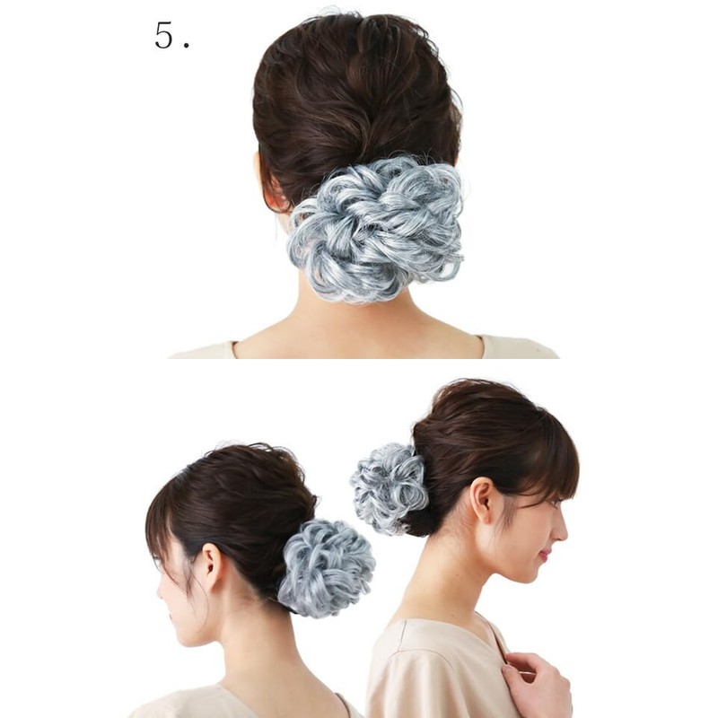 Chignon Wig Barrette with Net Cover for Bun Volume, 80%