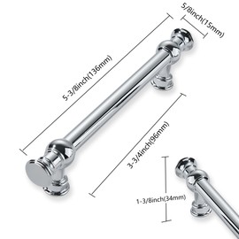 ZAUYX 2-Pack 3-3/4inch(96mm) Hole Center Polished Chrome Cabinet Pulls Solid Heavy Duty Kitchen Cabinet Hardware for Cupboard Drawer Pulls Cabinet Handle