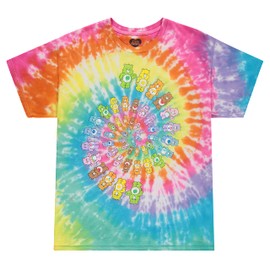 Care Bears Men's Tie-Dye Swirl Friends Spiral Graphic Pattern T-Shirt (Medium)