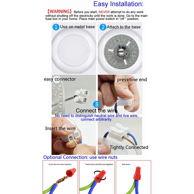 OLYMSTAR 24W 6.3" Close to Ceiling Light Fixture, LED Ceiling