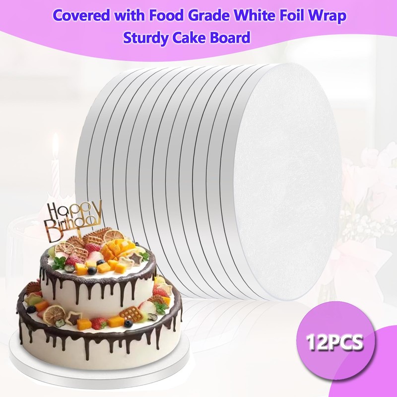 12 Inch Cakeboard 12 Pack, 1/2 Inch Thick Round Cake