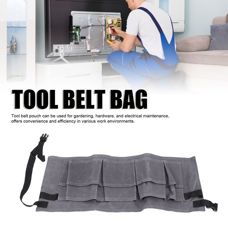 Tool Belt Pouch Grey Multifunctional Large Capacity Long Lasting Adjustable
