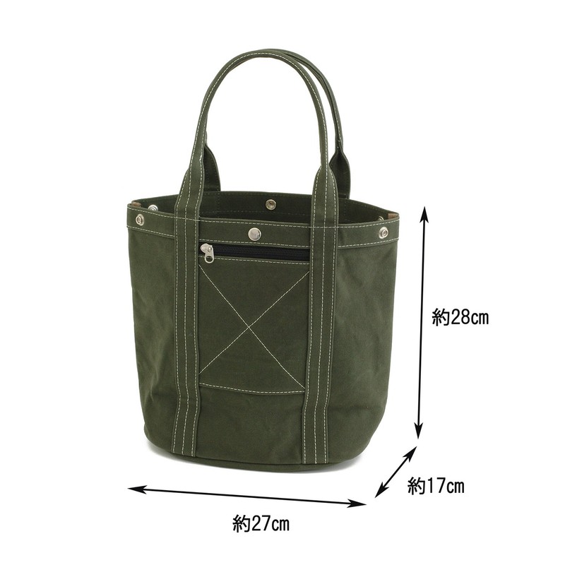 Hinomoto Canvas Waterproof Canvas Tote Bag, M No.217M, green (moss