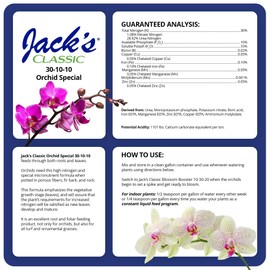 Jack's Classic 30-10-10 Orchid Special Water-Soluble Fertilizer with Micronutrients and Extra Nitrogen, Used for Turfs and Ornamental Grasses, 8oz, 2 Pack