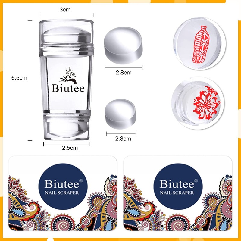 Biutee ネイルイメージプレート 15枚セットネイルプレート 1スタンプ 2スクレーパー 1バッグ スタンピングプレー ネイルアートツール