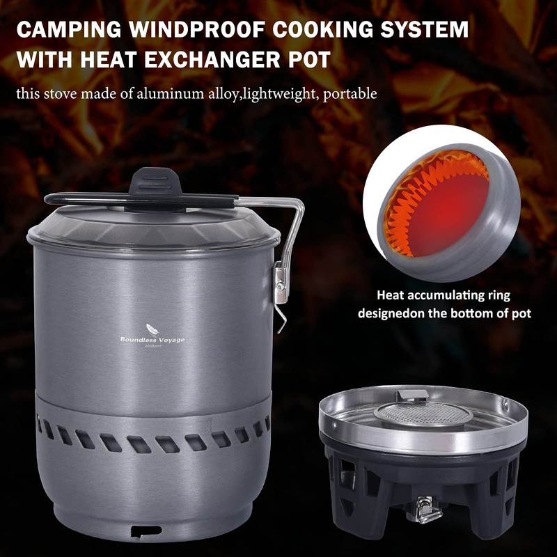 Boundless Voyage Cooking System with Heat Exchanger Pot Outdoor Camping