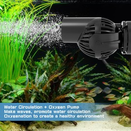 hygger Wave Pump for Aquarium, 3000L/H 4W Flow Pump Aquarium, 360° Rotatable Powerhead Circulation Pump Aquarium Small Quiet Wave Maker with Strong Magnet Suction Base for 11-56L Tank