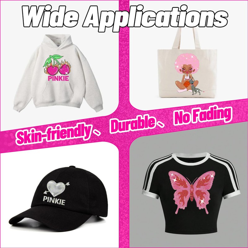 Pinkie Iron on Transfers Paper for Dark T Shirts glitter