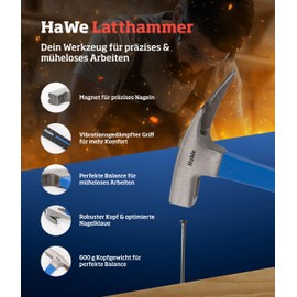 HaWe Fibreglass Roofing Hammer with Magnet Drywall Hammer 65.010