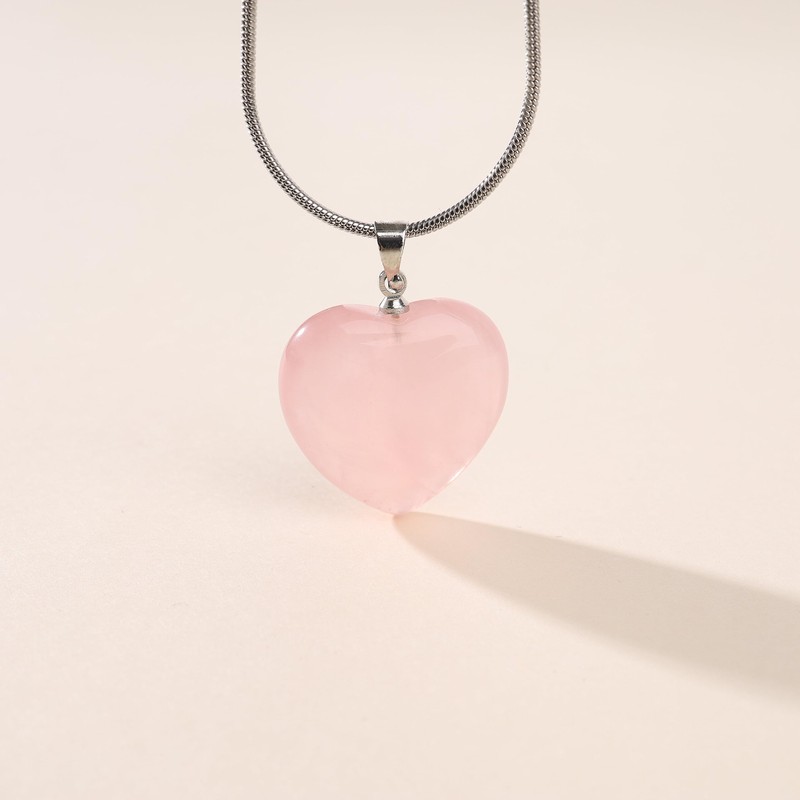 COAI Heart Rose Quartz, Love Fulfillment Necklace, Women's, rose quartz,