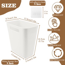 8PCS Kitchen Cabinet Door Storage Box, Adhesive Wall-Mounted Storage Box, Inside Cabinet Door Storage for Kitchen Bathroom Office