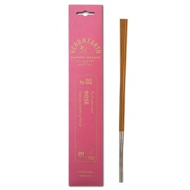 HERB & EARTH H&E Bamboo Incense - Rose- 20 Sticks by Nippon KODO, Japanese Quality Incense Since 1575