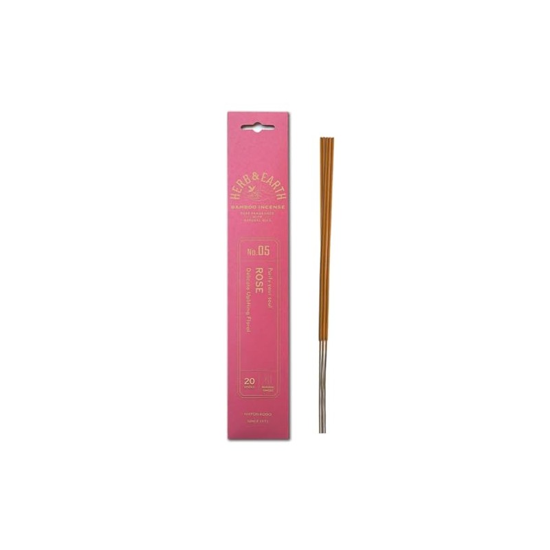 HERB & EARTH H&E Bamboo Incense - Rose- 20 Sticks