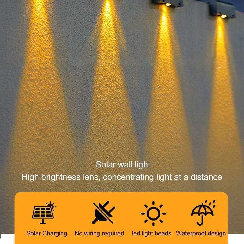 Solar Wall Light Warm Light IP67 Waterproof Multifunctional Eco Friendly