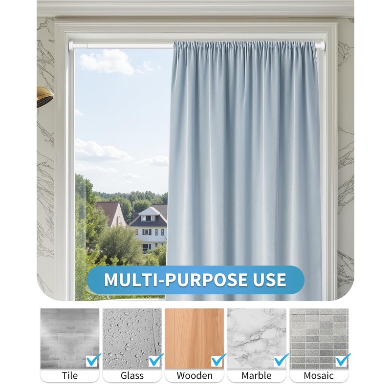 Emlaoe White Shower Curtain Rod 34-96 Inches(2.8-8ft) Adjustable Shower Rod