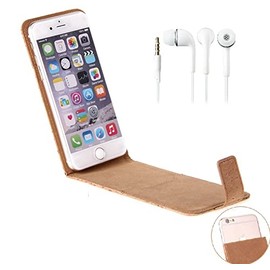 K-S-Trade Protective Case For Oppo Reno6 Z 5G Cork Case Flip Style Cover Compatible With Oppo Reno6 Z 5G + In Ear Headphones, Protective Flipcover Shell -