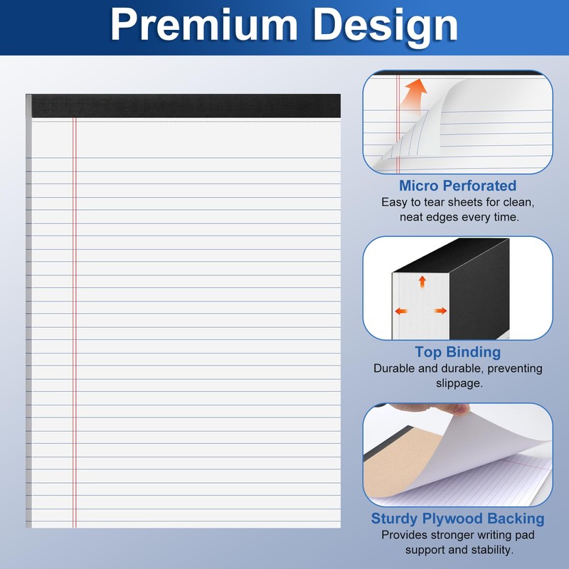sitarcmin Legal Pads A4, 5 Pack White Notepads A4 30