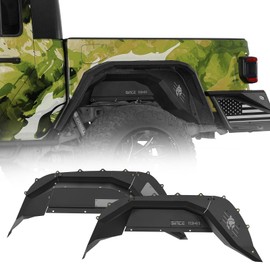 Hooke Road 2020 Gladiator JT Rear Aluminum Inner Fender Liners Compatible with 2020 2021 2022 2023 2024 2025 Jeep Gladiator JT, Wheel Well Liner Cover Mud Guards - 2PCS