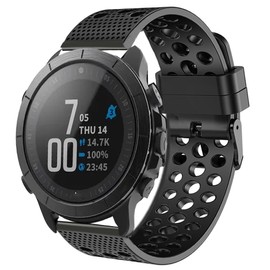 Lamshaw Compatible with Wahoo ELEMNT Rival Smartwatch Band, Silicone Replacement Wristbands Sport Strap with Metal Buckle Compatible with Wahoo ELEMNT Rival Smartwatch (1, Black)