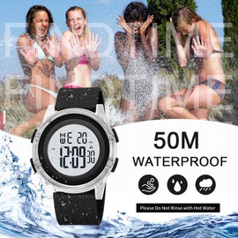 findtime Ladies Watches UK Waterproof Watches for Women Digital Watch Womens Sports Watch Large Print Numbers Easy to Use Watches for Girls with LED Backlight/Alarm/Stopwatch