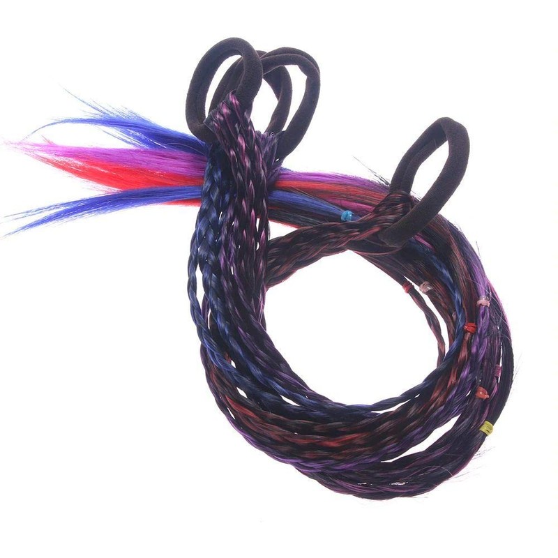 EROSPA® 4 Colourful Hair Strands with Scrunchie / Hair Band