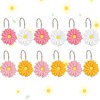 CTOHN 12-Piece Flowers Shower Curtain Hooks, Daisy Floral Stainless Steel