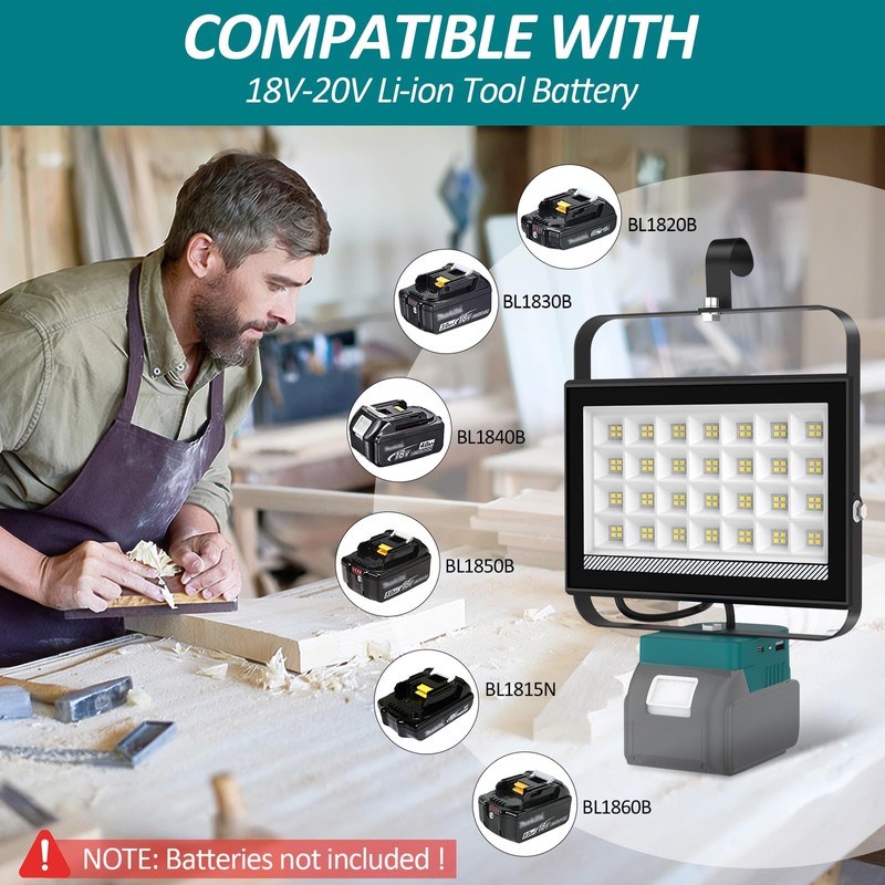 T-SUN LED Construction Spotlight for Makita 18 V, 100 W