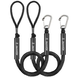Bungee Boat Dock Line con clip in acciaio inox 316, corda da 122 cm, per barche, PWC, kayak, SeaDoo, Jetski, pontone, motoscafo integrato (2 pezzi nero)