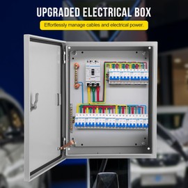 GarveeTech Outdoor Electrical Box, 20 * 16 * 6"NEMA 4X Steel Electrical Box, IP66 Waterproof & Dustproof, Outdoor/Indoor Electrical Junction Box, with Mounting Plate and Wall Bracket