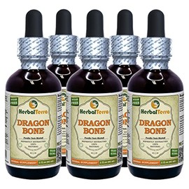 Dragone Bone, Zhang Nao (Fossilia Ossis Mastodi) Dried Fossilized Bones of Mammals Liquid Extract (Brand Name: HerbalTerra, Proudly Made in USA) 5x2 oz