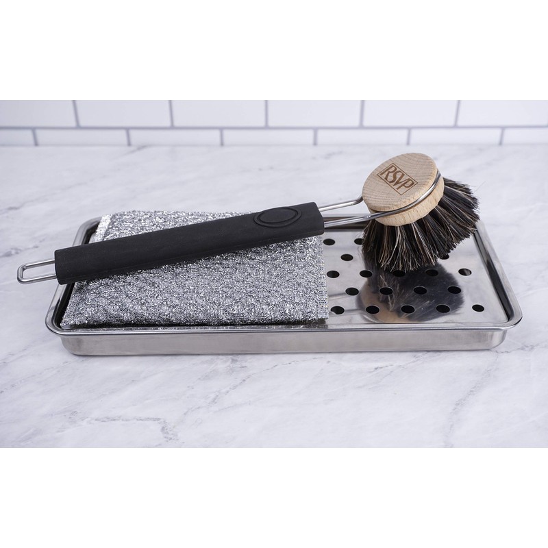 RSVP International Cleaning Collection Stainless Steel Sink Tray, 9.75x4.75x0.75"