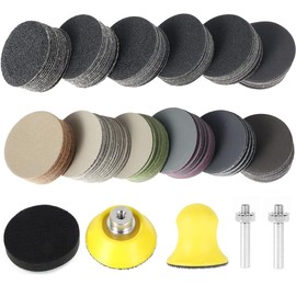 185Pcs 2Inch Sanding Discs, Assorted 60-10000 Grit Wet/Dry Hook & Loop Sandpaper with 1/4" Shank Sanding Pads and Foam Buffering Pad for Drill Grinder Rotary Tools