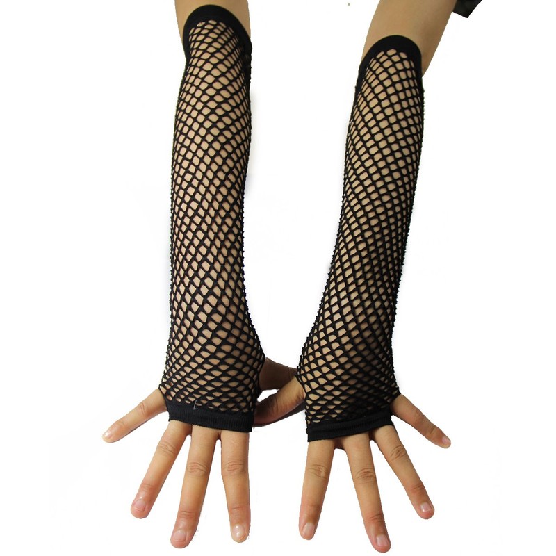 BundleMall 12pcs Set Womens Fingerless Fishnet Gloves Costume Party Accessories