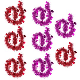 XNHIU Valentine's Day Tinsel Love Heart Tinsel Garland Valentines Day Decoration Garland Hanging Decorations for Wedding Party Supplies (8)