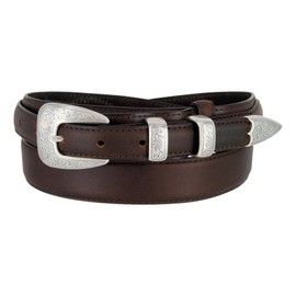 Silver Buckle Set Oil-Tanned Genuine Leather Western Ranger Belt for Men(Brown, 34)