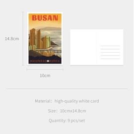gaeaverse Busan South Korea Landscape Postcards Vintage Postcards 9pc/Set World Cities Greeting Cards for Business World Travel Landscape Postcard Decor Gift